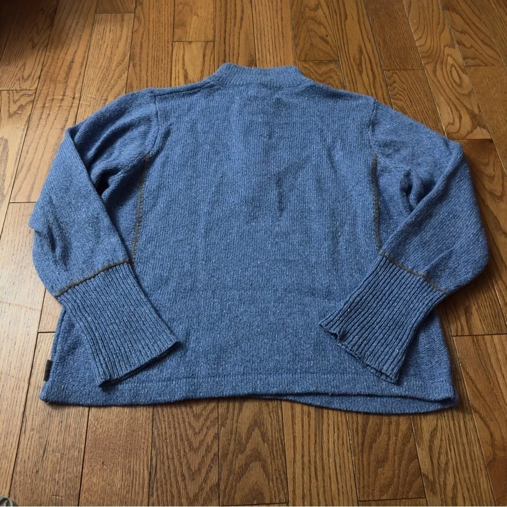 Woolrich Women's Knit Pullover‎ Quarter Zip Sweater Blue Size Large